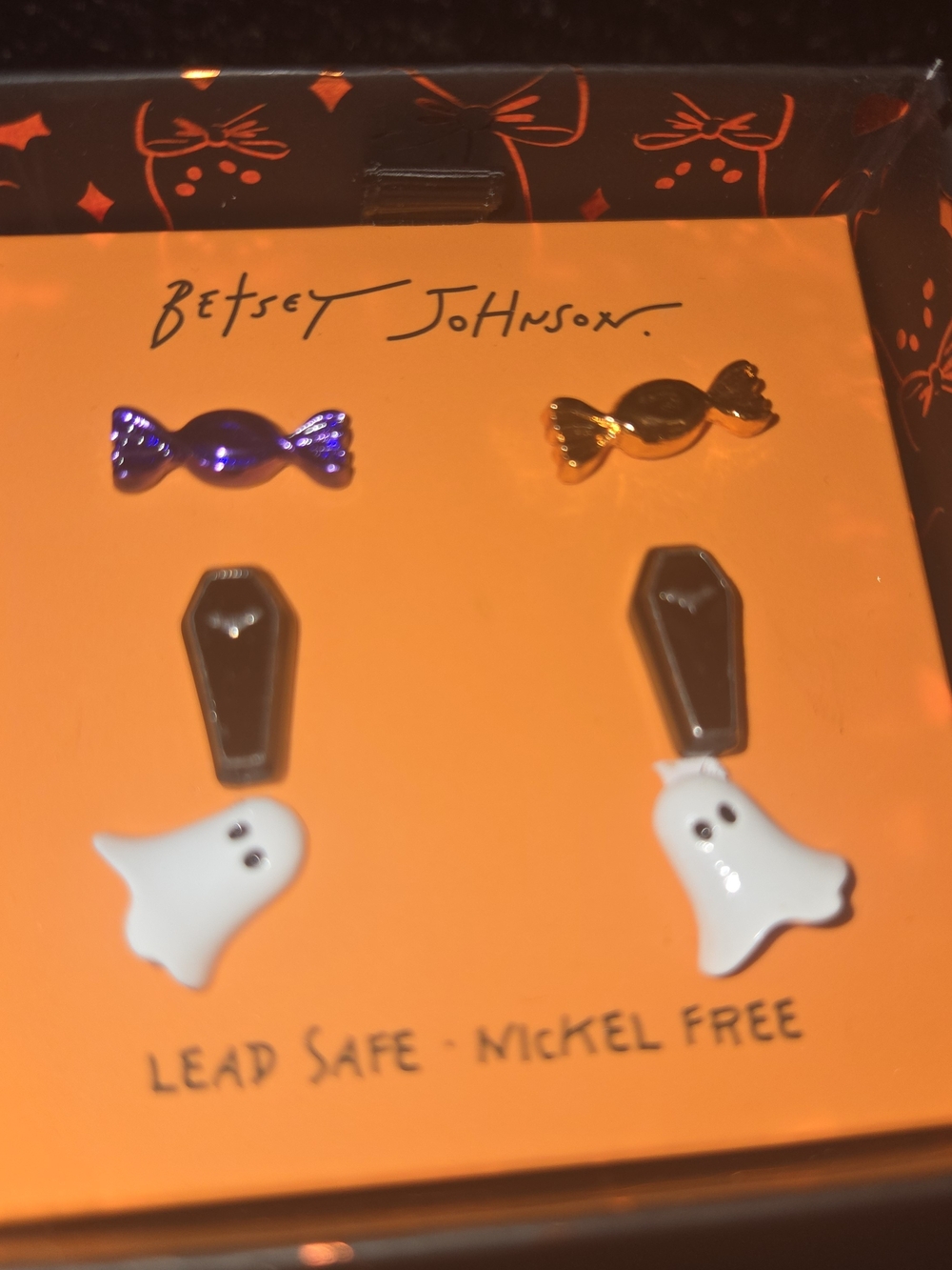 Betsey Johnson Halloween Ghost Mismatch Stud Earring Set